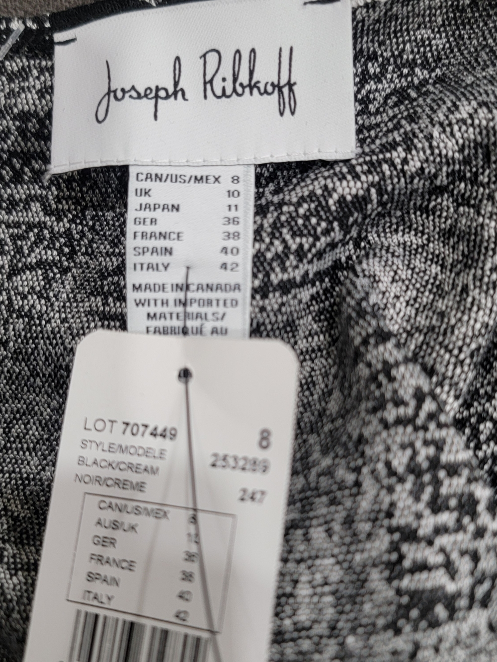 Joseph Ribkoff Black and White Checked Knit Dress with Waist Tie - Picture 8 of 8